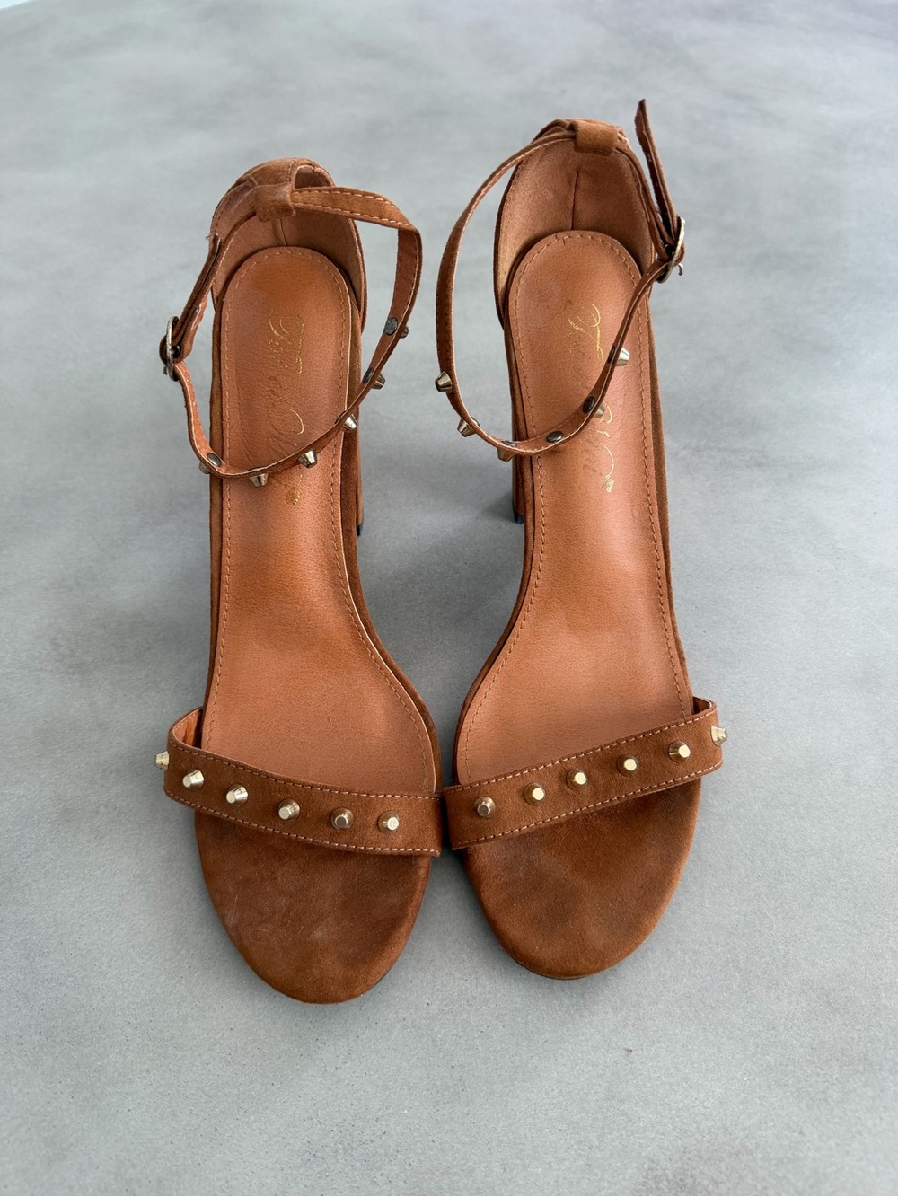 Women’s Brown Studded Ankle-Strap Sandals